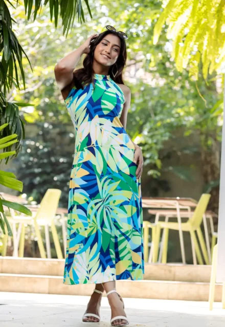 Tropical Halter Neck Dress