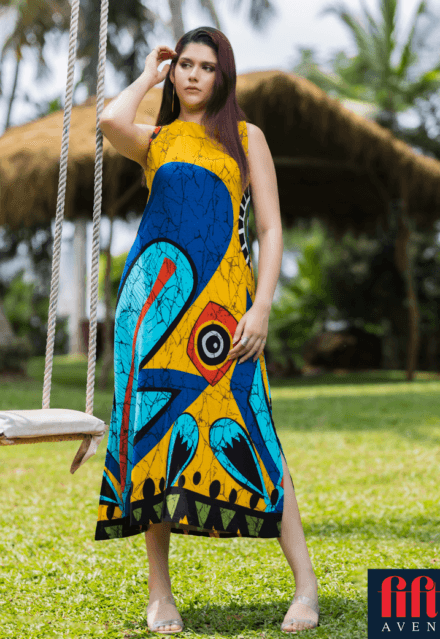 Printed Cotton Long Dress
