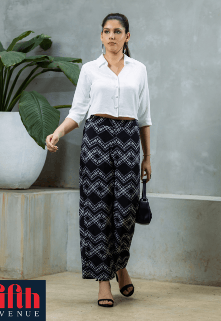 Abstract Print Wide Leg Pants